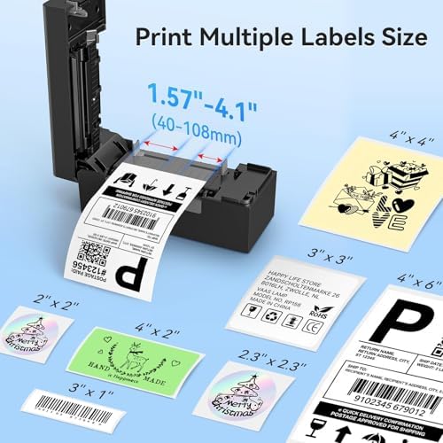 Bluetooth Thermal Shipping Label Printer, Wireless 4x6 Shipping Label Printer, Compatible with Android, iPhone, Mac & Windows, Widely Used for, Amazon, Shopify, Etsy, USPS(Black) - Image 4