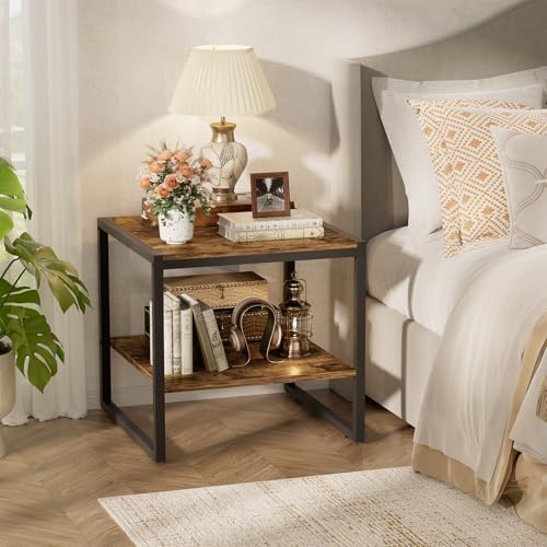 Homieasy End Table, 20 Inch Square Side Table, Mini Fridge Stand - Image 6