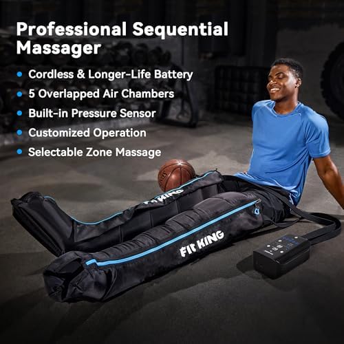 FIT KING Air Compression Recovery System, Cordless 5-Zone Leg Massager - Image 4
