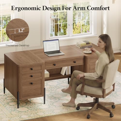 63" Executive Desk with 6 Drawers & 2 Storage Cabinet - Image 6