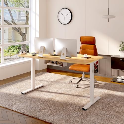 FLEXISPOT EN2 48"x24" Whole-Piece Standing Desk with Power Strip, Maple - Image 2