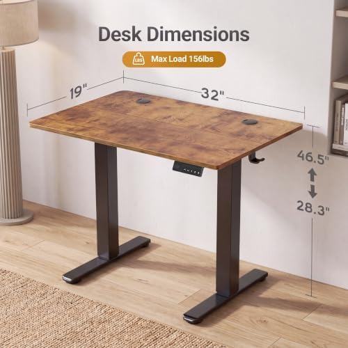 Claiks Electric Standing Desk 32x19 Inch Adjustable Desk, Rustic Brown - Image 3