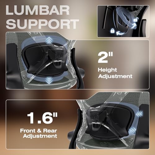 ELABEST X100 Ergonomic Mesh Office Chair with Footrest, Big and Tall Home Desk Chair with 5D Flip-Up Arms, Adjustable 3D Lumbar Support, Gaming & Executive Computer Chair - Image 6