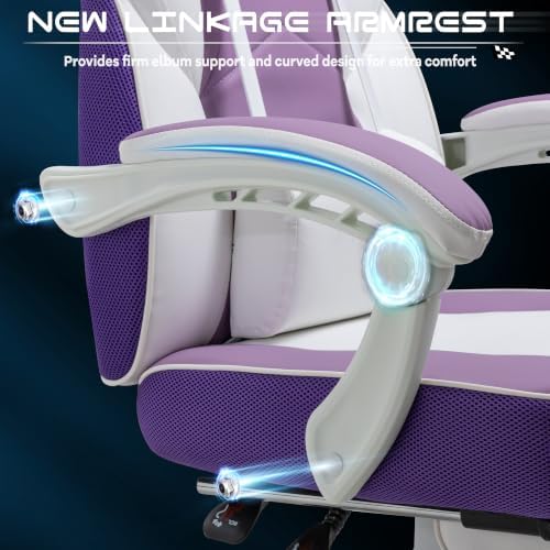 Big and Tall Gaming Chair for Adults, Computer Chair with Footrest, Purple - Image 6