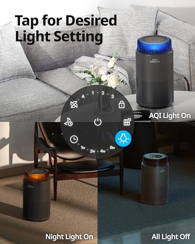 COWAY Air Purifiers for Home up to 810 ft², HEPA and Carbon Filter for Smoke, Allergies, Pet Dander, Odor, AQI Monitor, Auto Mode, Timer, Filter Indicator, Night Light, 2yr Warranty, Airmega 100 Black - Image 6
