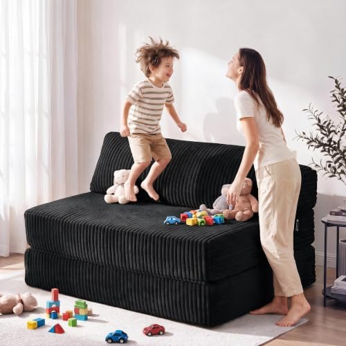 Folding Sofa Bed Convertible 4 in 1 Sleeper Chair Black Full XL - Image 4