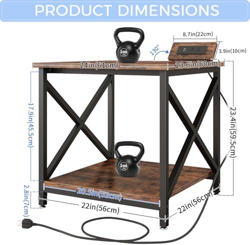 METYERRY 24"x23.6" Large Printer Stand with Power Outlet - Image 3