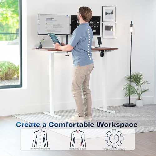 VIVO Dark Walnut 55 x 28 in Standing Desk, DESK-KIT-1B55D - Image 4