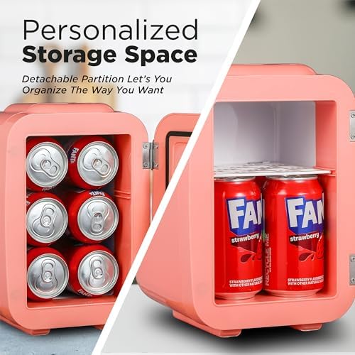 IceBox 4-Liter Mini Fridge Cooler/Warmer, IBMF4BLS, Blush Red - Image 4