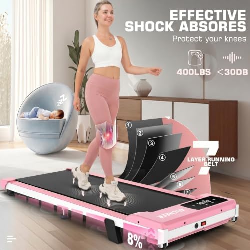ANCHEER Walking Pads, 2 in 1 Under Desk Treadmill 2.5HP Compact Running Machine with Remote Control, 300lbs Weight Capacity for Home/Gym/Office,Ultra-Quiet, Installation-Free - Image 3