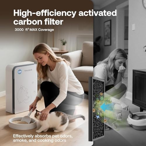 Trucozie Large Pet Air Purifier for Home up to 3000 Ft², Absorbs Floating Cat and Dog Hair, Smart WiFi, 3-in-1 Filter with Anion, Activated Carbon & HEPA for Pet Allergies, Smoke, Dust, White - Image 5