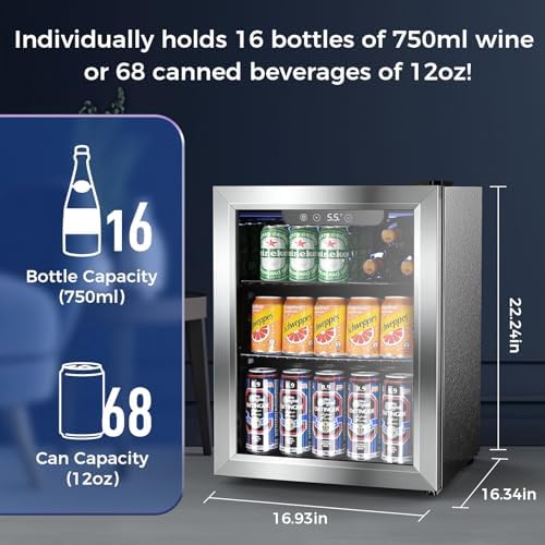 Electactic Mini Fridge 68 Can Beverage Refrigerator Cooler, 1.7 Cu.Ft Drink Fridge forSoda Wine Beer, Digital Temperature Control Cooler for Home, Dorm, Bar - Image 2
