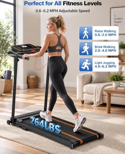 Treadmills for Home Walking Pad - Foldable Treadmill Under Desk with Handle Bar 0.6-6.2 MPH Portable Folding Pads Compact Running Machine Quiet Lightweight - Image 4