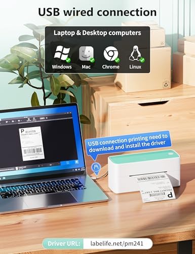 Phomemo Bluetooth Thermal Shipping Label Printer, 241BT Wireless Thermal Label Printer for Shipping Packages, Inkless Thermal Shipping Label Printer, Compatible with iPhone, Android, Green - Image 3