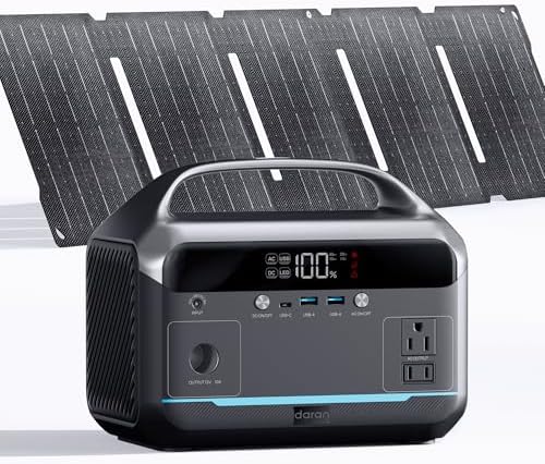 Portable Power Station 350W with 40W Foldable Solar Panel, 288Wh LiFePO4 Battery Solar Generator,110V/600W Surge Backup,Outdoor Power Bank for Hurricane Emergency,RV,Camping,Laptops,Off-Grid living by DaranEner
