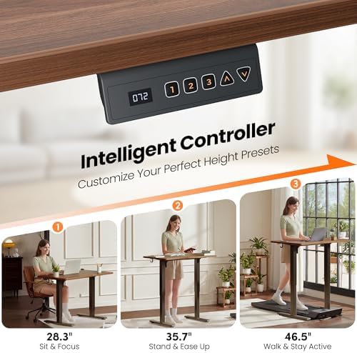 CubiCubi Electric Height Adjustable Standing Desk 40x24 Inch, Dark Walnut - Image 6