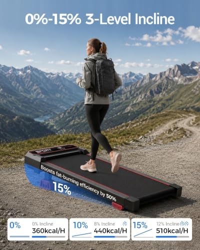 LONTEK 15% Incline Walking Vibration Pad Portable Under Desk Treadmills - Image 4