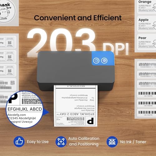 Bluetooth Thermal Shipping Label Printer, 4x6 Portable Thermal Label Printer, Compatible with iPhone, Android, Windows & Mac, Widely Used for USPS UPS Amazon Shopify Etsy (Dark Grey) - Image 4