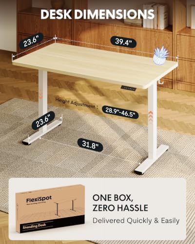 FLEXISPOT EN1 40"x24" One-Piece Standing Desk, White Wood Grain - Image 5