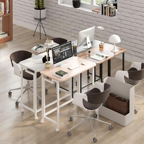 JSB Folding Desk for Small Spaces,Mobile Portable Rolling Laptop PC Table on Wheels,Foldable Computer Desk for Home Office,Bedroom,Dorm,Space Saving (All Black, 23.6") - Image 6