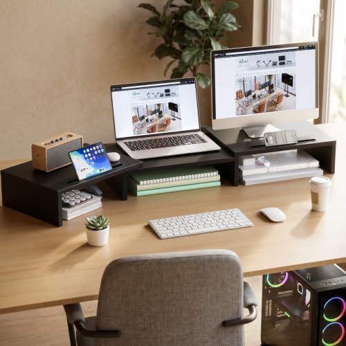 WALI Extra Long Wooden Dual Monitor Stand Riser with 2 Slots, up to 22lbs - Image 7