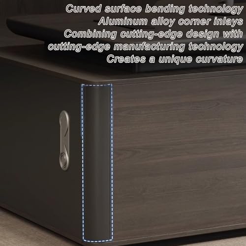 Modern L Shaped Executive Desk with Drawers & Storage, Executive Office Desk Computer Table with Aluminum Alloy Inlaid Curved Surface, Management Workstation for Home or Office(A-Left, L1.8M/71IN) - Image 7