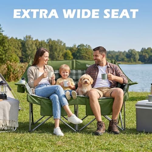 Youtanic 60" Extra Double Camping Chair for Adults, 700lbs Padded Loveseat - Image 3