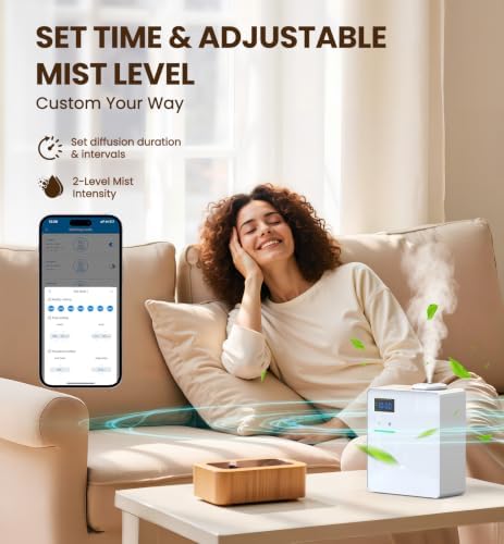 Waterless Essential Oil Diffuser 5000 Sq.Ft for Whole House, 200ml Cold Air Scent Machine with Bluetooth App Control, Quiet No-Heat HVAC Fragrance Diffuser for Home Hotel Office, White - Image 3