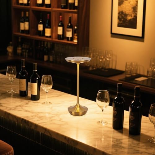 EJQ Rechargeable Cordless Table Lamp, 6000mAh Battery Operated LED Table Lights Outdoor Portable Touch Dimmable Table Lamp for Bedroom Patio Cofee Restaurant Dining Home Set of 2-Gold - Image 5