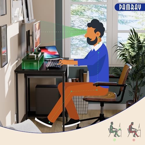Pamray 39 Inch Small Computer Desk with Monitor Stand and Drawer for Gaming - Image 6