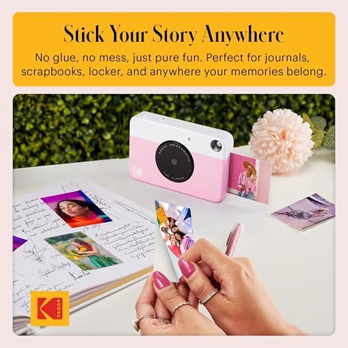 Kodak Printomatic Instant Camera (Pink) Gift Bundle + Zink Paper (20 Sheets) + Deluxe Case + 7 Fun Sticker Sets + Twin Tip Markers + Photo Album + Hanging Frames. - Image 5