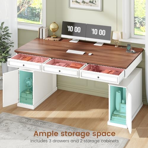 SEDETA 55.1" Farmhouse Executive Electric Standing Desk with 3 Drawers - Image 3
