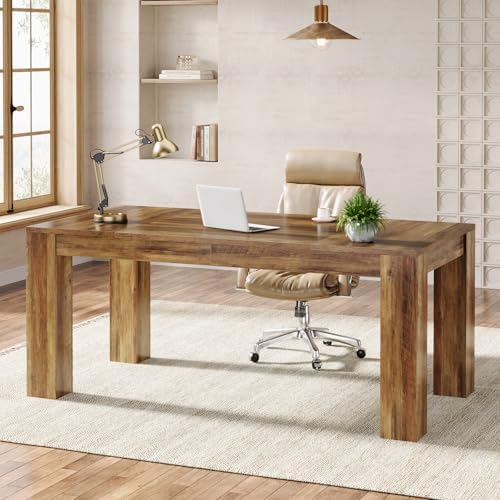 Tribesigns 63-Inch Executive Desk, Large Office Computer Desk, Simple Workstation Writing Table Study Table for Home Office, Rustic Brown by Tribesigns
