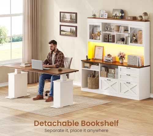 SEDETA 69" L Shaped Standing Desk with 4 Drawers, Detachable Bookshelf - Image 4