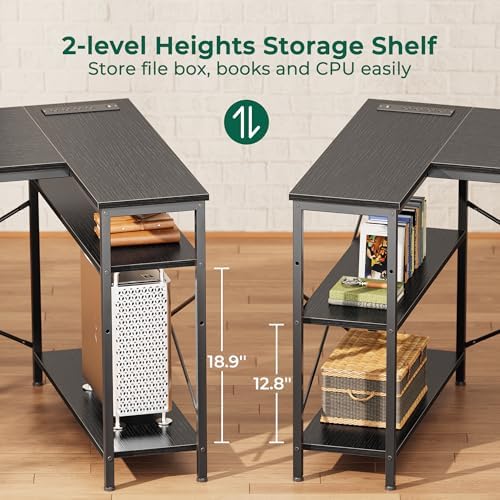 Huuger L Shaped Office Desk with Power Outlets & 3 Drawers - Image 7