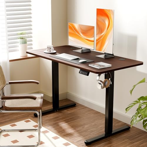 47"x24" Standing Desk, Height Adjustable Sit-Stand Home Office, Walnut - Image 2