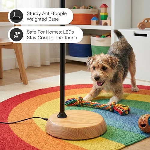 Brightech Litespan Slim LED Floor Lamp - Modern Reading Light Over Chair for Living Rooms & Offices, Tall With Adjustable Gooseneck, Crafts Work Light, Dimmable Standing for Bedroom - Wood - Image 5