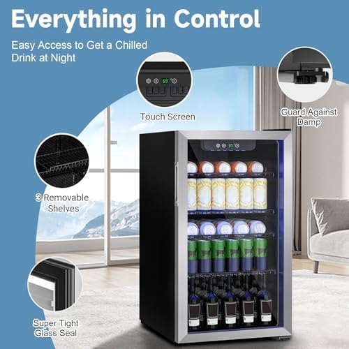 Erivess 3.1 Cu Ft Mini Fridge, 110 Cans Freestanding Beverage Refrigerator - Image 2