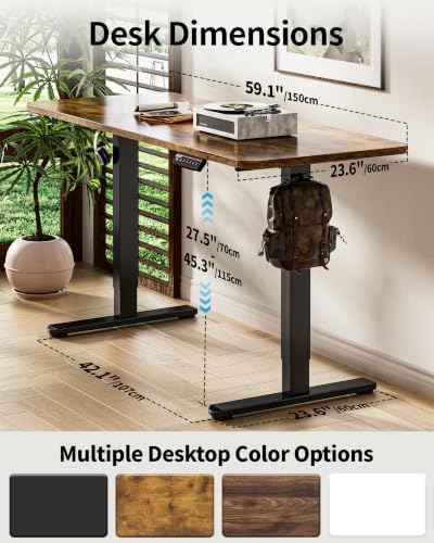 BIZUM Electric Standing Desk 60 x 24 Inch Computer Desk-Gaming Desk Rustic Brown Home Office Desks Height Adjustable Memory Stand Up Computer Workstation - Image 3