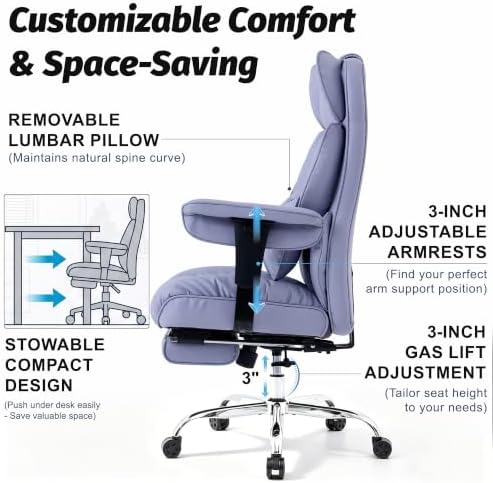 Efomao Executive Office Chair 400lbs,Purple Big and Tall Desk Chair - Image 6
