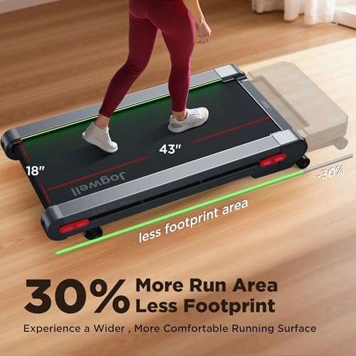Jogwell Walking Pad Treadmill with 12%/20% Auto Incline, 43"x18" Extra-Wide - Image 3