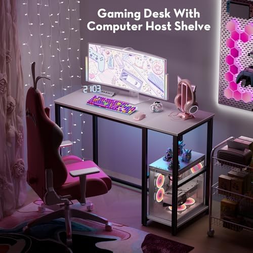 SINPAID 40" Small Computer Desk with Study Shelves for Home Office,White - Image 5