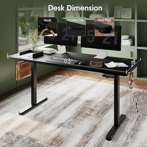 Monomi Electric Standing Desk 63"x28"Height Adjustable Sit Stand Desk - Image 3