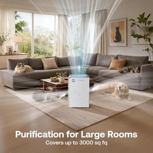 Trucozie Large Pet Air Purifier for Home up to 3000 Ft², Absorbs Floating Cat and Dog Hair, Smart WiFi, 3-in-1 Filter with Anion, Activated Carbon & HEPA for Pet Allergies, Smoke, Dust, White - Image 3