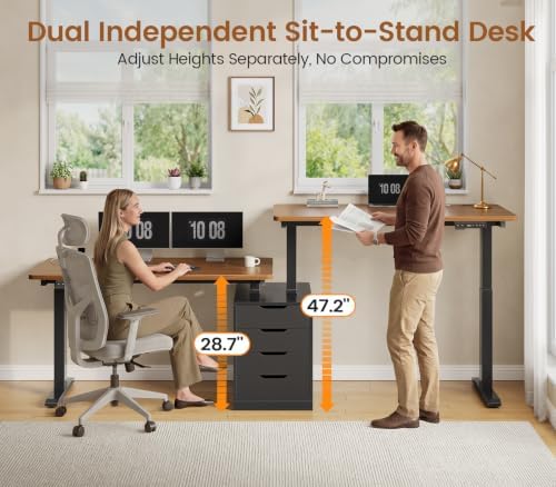 SEDETA Standing Two Person Desk with 4 Drawers, 2 Power Outlets, CPU Stand - Image 3
