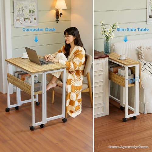 GreenForest Folding Desk with Wheels, 31.5" Rolling Table for Small Spaces - Image 6