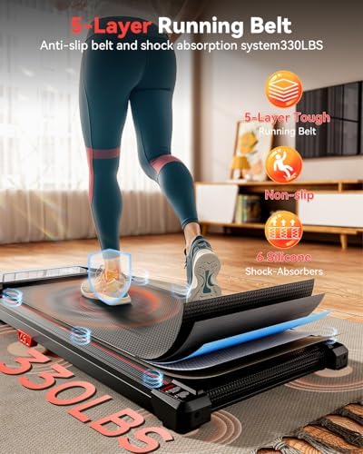 Walking Pad with Incline,XBD Under Desk Treadmill for Home Small Office,2.5HP Low Noise Portable Treadmill with 330 Lbs Capacity,Remote Control and LED Display - Image 4
