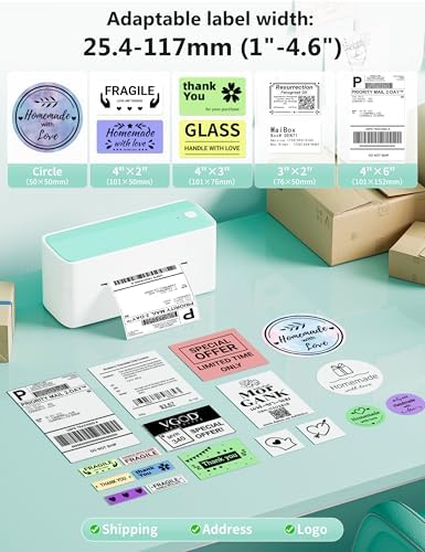 Phomemo Bluetooth Thermal Shipping Label Printer, 241BT Wireless Thermal Label Printer for Shipping Packages, Inkless Thermal Shipping Label Printer, Compatible with iPhone, Android, Green - Image 6