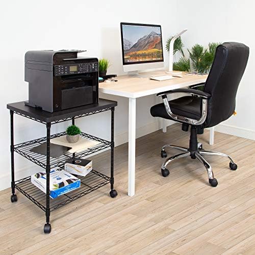 Mount-It! Printer Stand With Wheels | 3-Tier Large Printer Cart With Storage Shelves For 3D & Laser Printer, Scanner, Heat Press | Rolling Metal Utility Table For Home and Office Use, 200 Lbs Capacity - Image 2