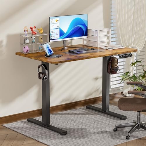BIZUM 40x24 Inch Electric Standing Desk with Memory Presets, Quiet Motor Height Adjustable Stand Up Desk for Home Office & Gaming, Ergonomic Sit Stand Workstation, Rustic Brown - Image 2